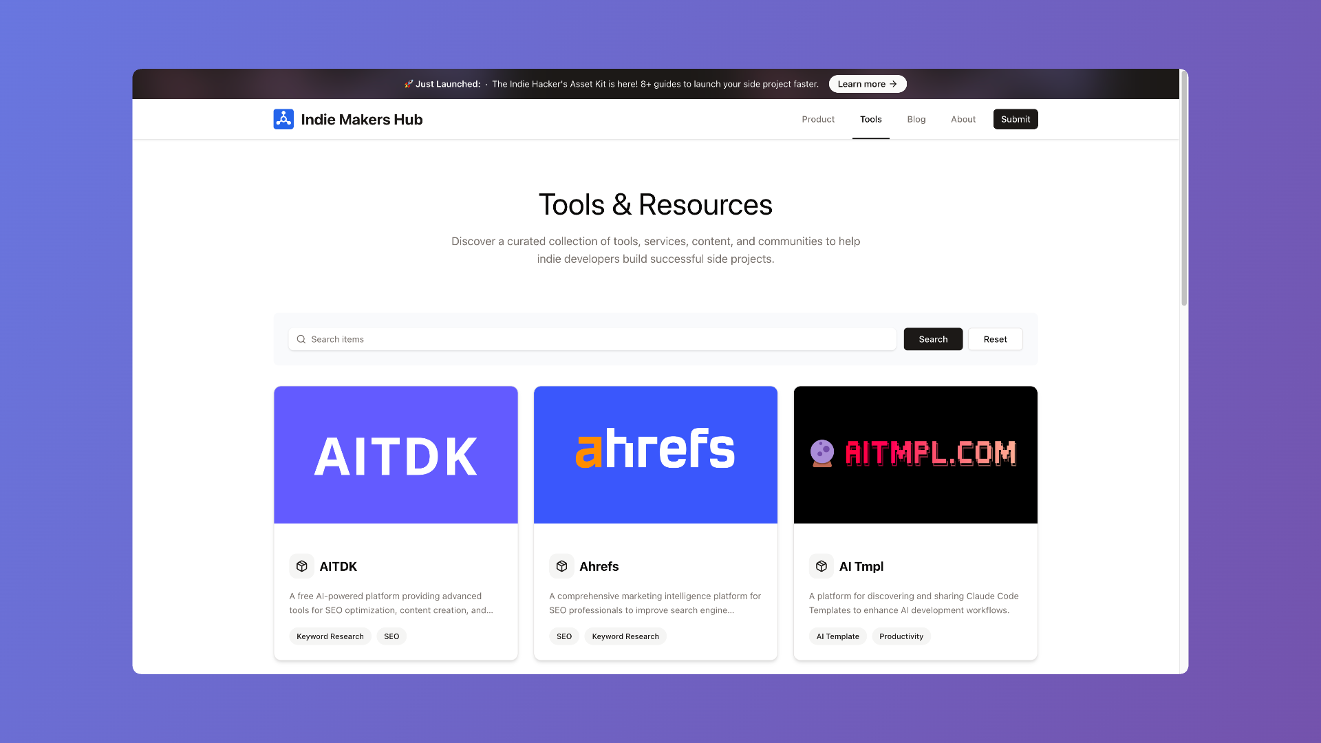 Lean Dir directory site demo — AI-powered directory builder interface